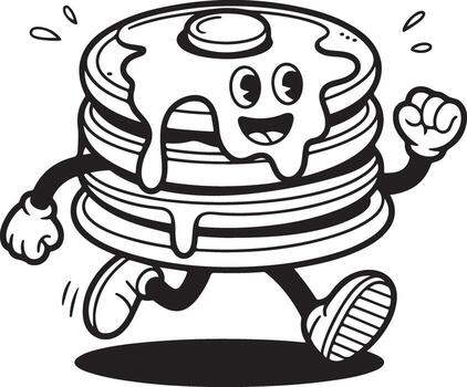 apilar de panqueques dibujos animados personaje corriendo vector