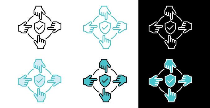 compartido seguridad concepto icono para corporativo proteccion en línea y llenar estilo vector