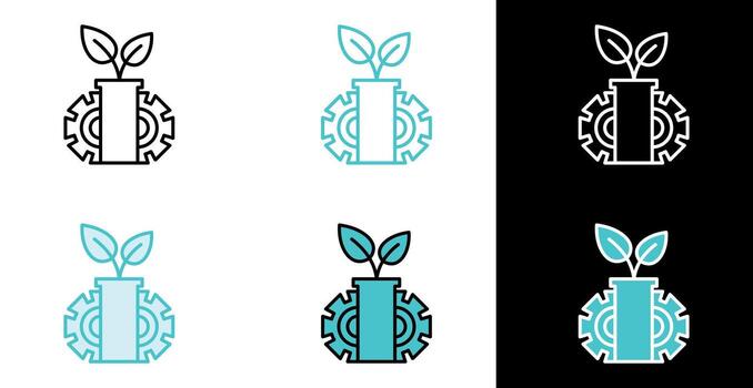 Green technology and growth icon for sustainable innovation and development in line and fill style vector
