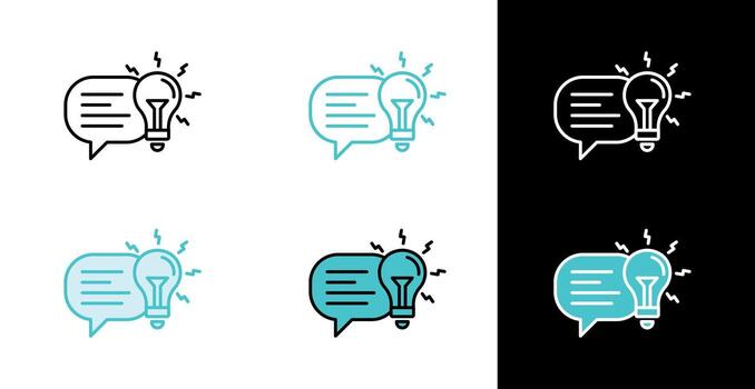 Speech bubble with light bulb inside icon for creative conversation in line and fill style vector