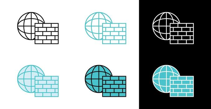 global red cortafuegos icono para la seguridad cibernética y datos proteccion en línea y llenar estilo vector