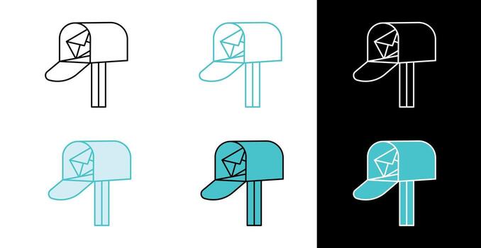 Mailbox with mail icon for email and messaging in line and fill style vector