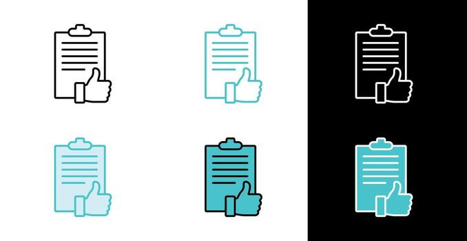 Document with thumbs up icon for approved task or success in line and fill style vector