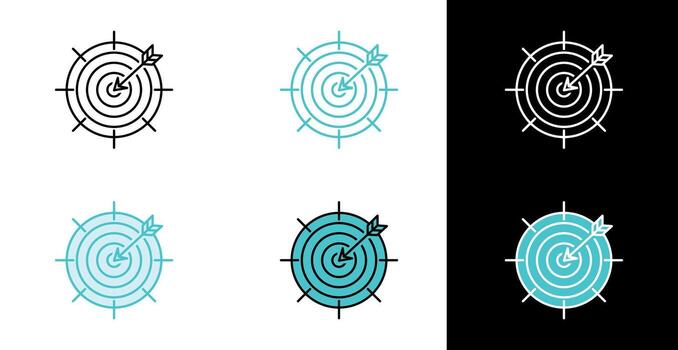 Archery target with arrow icon for business success and strategy in line and fill style vector