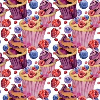 Colorful cupcake pattern design vector