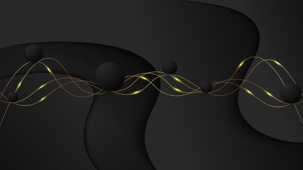 Black and gold abstract wave pattern vector