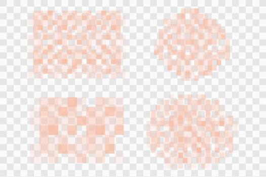 Set Pixel skin censor blur skin mosaic signs elements on background. Pixelated effect texture bar. Privacy square content. vector