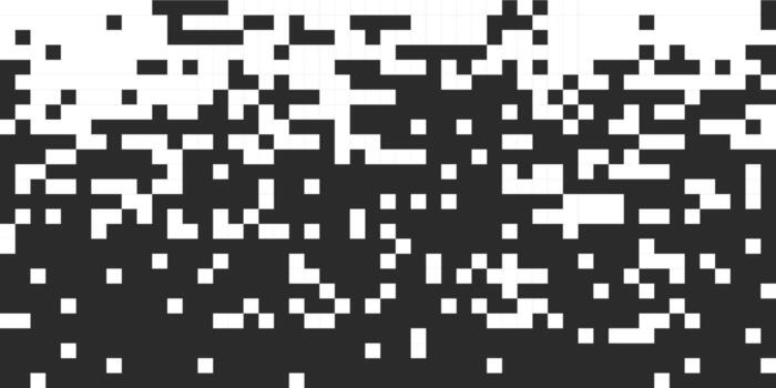 Disintegration pixel white black grain noise, fade halftone effect, disperse dot work, Dispersed background mosaic pixel grid. vector