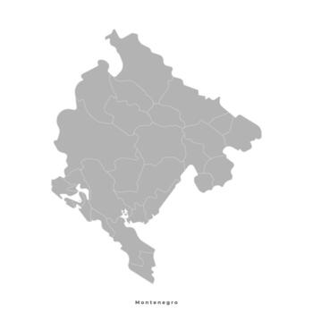 aislado ilustración. simplificado administrativo mapa de montenegro con boder de municipios en gris color. blanco antecedentes vector