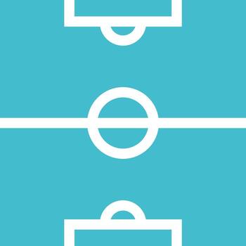 flat illustration showing simplified scheme of football field. Icon for applications. Sign of gates of two teams and center of the field before match vector