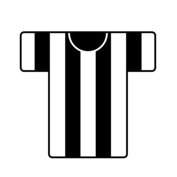 flat illustration showing simplified t-shirt of player of national football team. Icon for apps. Clothing element in cute style on square background. Black outline vector