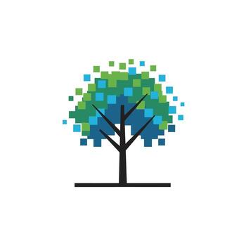Tree with colorful squares logo design vector