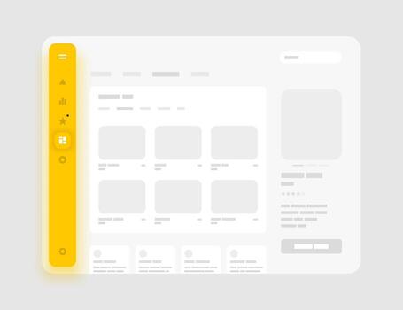 Sidebar menu app concept. Wireframes screens. Dashboard UI and UX Kit design. Use for mobile app or website. vector