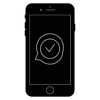 teléfono inteligente mostrando confirmación marca de verificación un simple, limpio, y positivo móvil aplicación éxito icono - profesional digital obra de arte con vibrante colores y detallado composición vector