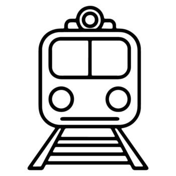 Simple Line Drawing of a Train Approaching on Tracks, Evoking a Sense of Calm and Journey vector