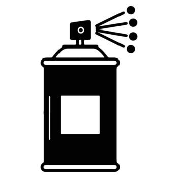 Black and White Illustration of a Spray Can Dispensing a Fine Mist Against a White Background - Simple Graphic Design Element vector