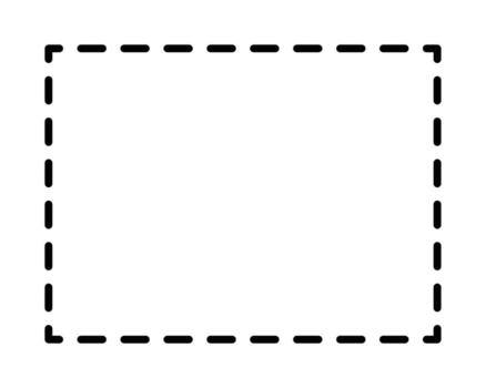 Dashed line square frame. isolated on white background. Dashed rectangular frame with thick, black lines on a white background. vector