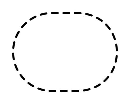 Dashed line circle frame. isolated on white background. Oval-shaped dashed line frame with evenly spaced black dashes, isolated on a white background. vector