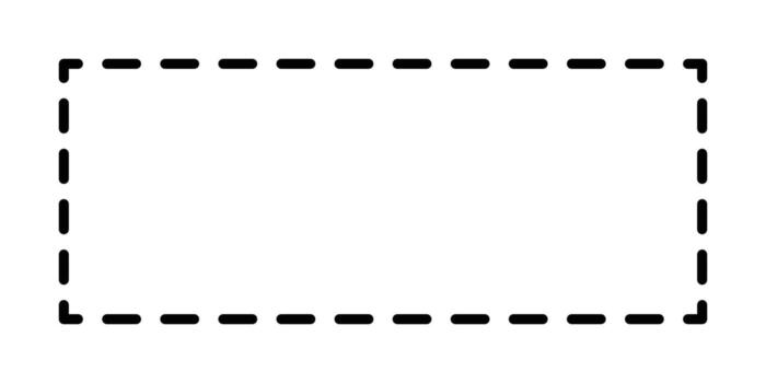 Dashed line square frame. isolated on white background. A rectangular frame with a dashed line pattern. vector