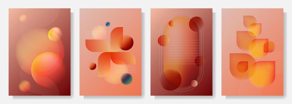 conjunto de 4 4 resumen carteles con geométrico degradado formas vector