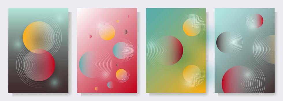 un conjunto de 4 4 resumen carteles con suave gradientes vector