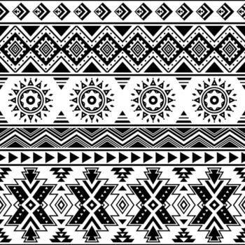 Aztec seamless pattern, illustration. Tribal geometric black white background. Can be used in fabric design for making of clothes, accessories, decorative paper, web design, etc. vector