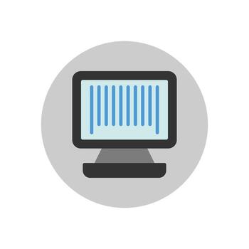 computadora pantalla con código de barras aislado en blanco antecedentes vector