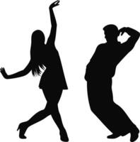 Silhouettes of man and woman dancing energetically vector
