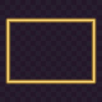 Rectangular Neon Frame Border Glowing Sample Greetings for Promo Print Material Copy space Template. Isolated illustration Any Content Empty space Template with Copyspace Light on dark Backdrop vector