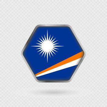 Marshall Islands flag in a hexagon frame. vector