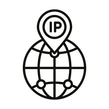 Global IP Network icon line vector