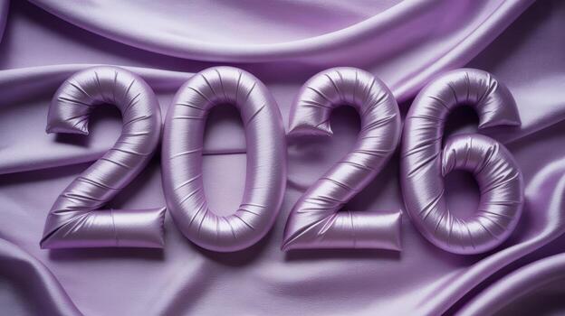 The word 2020 is made of purple fabric photo