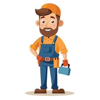 a cartoon man with a toolbox and beard vector