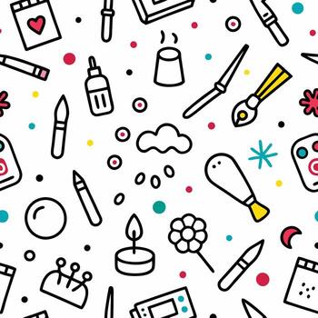 seamless pattern background with various objects and tools vector