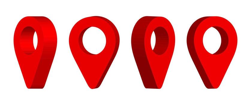 Red Isometric Location Pin, GPS Icons design, Navigation, 3D Map Marker symbol, Illustration. vector