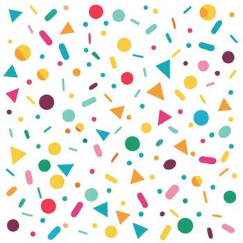 a colorful confetti pattern with triangles and circles vector