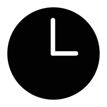 Clock icon. Clock icon, in trendy flat silhouette style isolated on white background. Round timer icon isolated on white. Simple illustration. EPS 10 vector