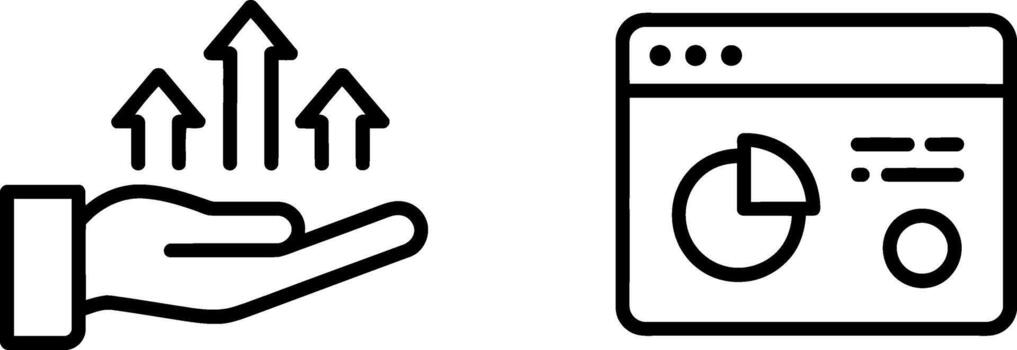negocio crecimiento íconos mano participación hacia arriba flechas y sitio web analítica gráfico tablero interfaz vector