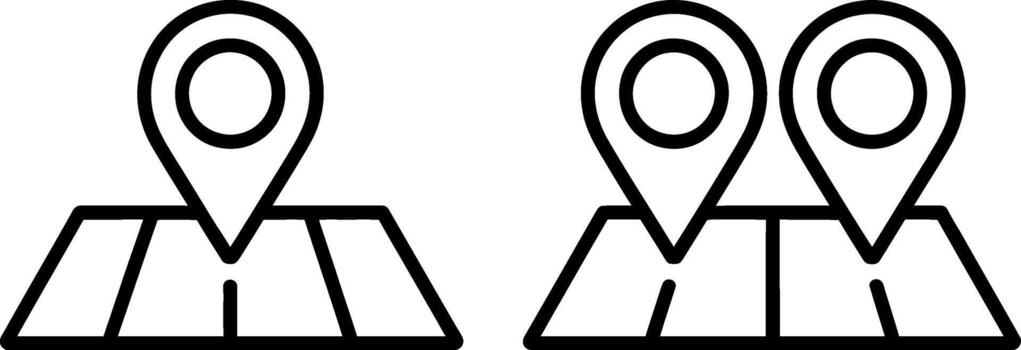Collection of location pin icons on a map simple outline design vector