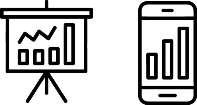 presentación tablero y teléfono inteligente mostrando negocio crecimiento cartas y analítica vector