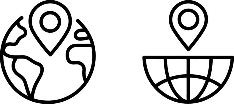 Global location pins icons set featuring earth globe and map markers for navigation concepts vector