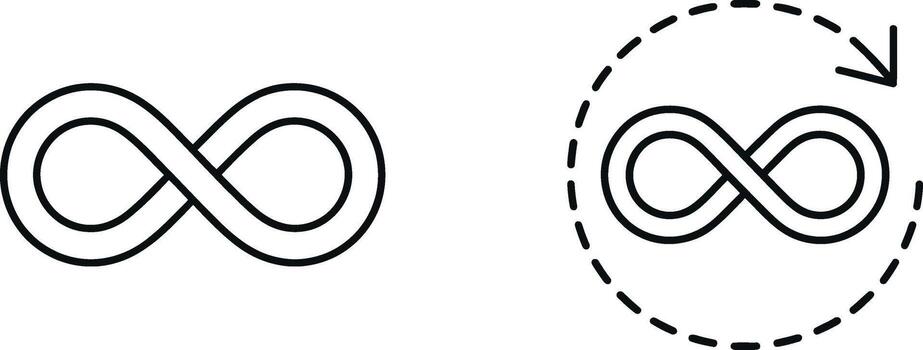 Infinity symbol concept with circular arrow and abstract representation vector