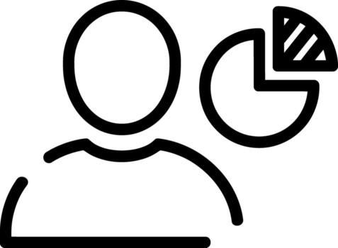 sencillo icono de un persona y un tarta gráfico representando datos análisis y usuario Estadísticas vector