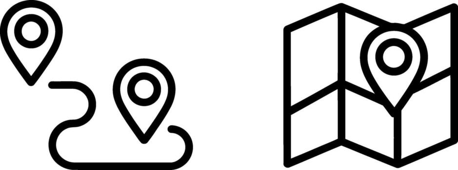 ubicación alfiler y mapa íconos representando viaje navegación y destino hallazgo vector