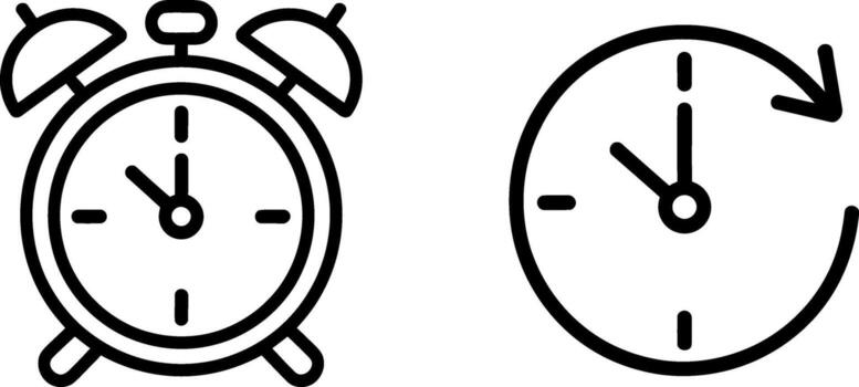 Two alarm clock icons representing time management and scheduling concepts vector