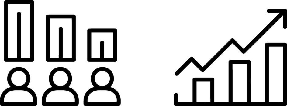 Financial growth and demographic trends chart icons representing progress and analysis vector