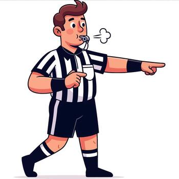 Referee Blowing Whistle and Pointing vector