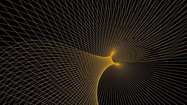 Mesmerizing journey into the abstract, where a symphony of gold lines bends and weaves through a void of black, creating a sense of dynamic energy and endless possibility. vector