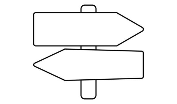 Blank directional signpost with two empty arrows pointing in opposite directions vector