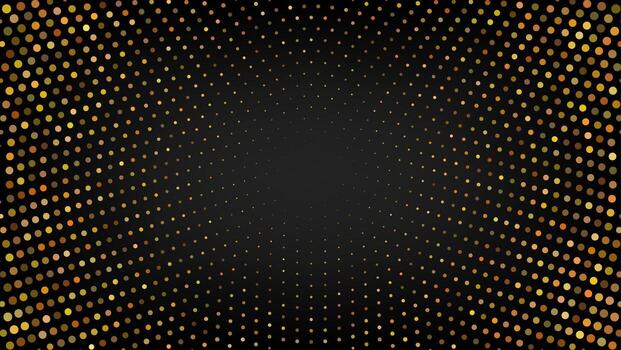 Trendy horizontal abstract background with golden digital circles and particles. Futuristic Circular Wave. Modern halftone design. Great for banners, posters, social media. vector